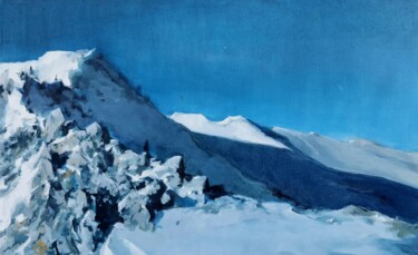 Schilderij getiteld "Col de Bernardez" door Ben Vignot, Origineel Kunstwerk, Olie Gemonteerd op Houten paneel