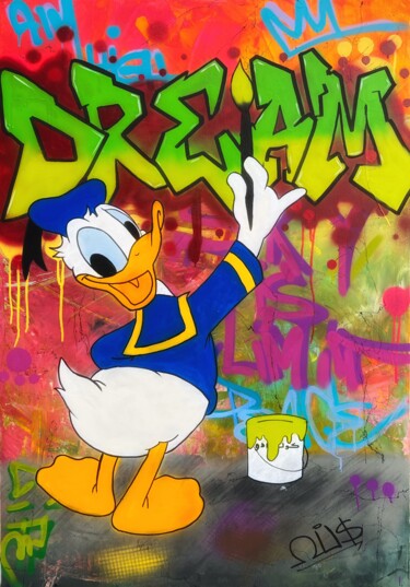 Malerei mit dem Titel "Donald dream" von Oussama Benabbou, Original-Kunstwerk, Sprühfarbe