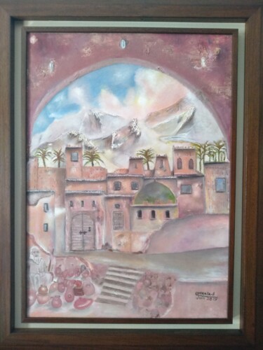 Malerei mit dem Titel "Kasbah du sud Maroc…" von Benaceur Ourkia, Original-Kunstwerk, Öl