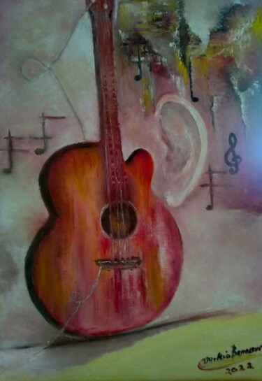 Painting titled "Musica" by Benaceur Ourkia, Original Artwork, Oil