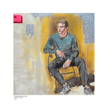 Schilderij getiteld "L’homme qui regarde…" door Khalid Ben Ahssaine, Origineel Kunstwerk, Acryl