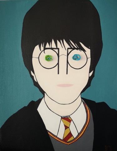 Painting titled "Harry Potter" by Ben B, Original Artwork, Acrylic Mounted on Wood Stretcher frame