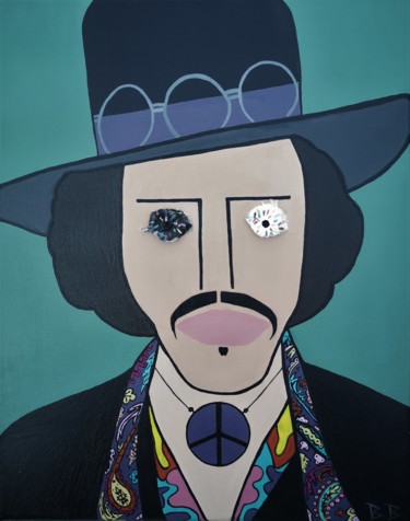 绘画 标题为“Jimi Hendrix” 由Ben B, 原创艺术品, 丙烯 安装在木质担架架上