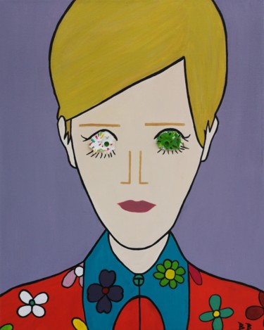 Painting titled "Twiggy" by Ben B, Original Artwork, Acrylic Mounted on Wood Stretcher frame