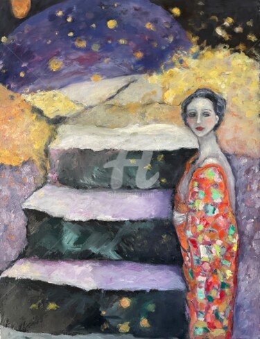 Le Mystère de l'Escalier Peinture intitulée "Le Mystère de l'Esc…" par Bénédicte Becquart, Œuvre d'art originale, Huile
