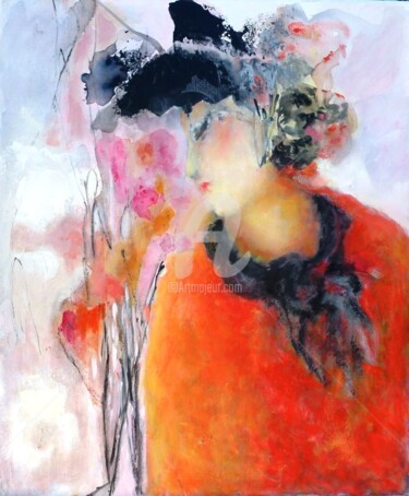 Peinture intitulée "femme-au-chapeau-we…" par Bénédicte Becquart, Œuvre d'art originale, Huile