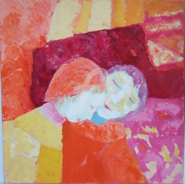 Painting titled "Tendresse" by Bénédicte Becquart, Original Artwork, Acrylic Mounted on Wood Stretcher frame
