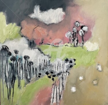 Malerei mit dem Titel "Le nuage poisson" von Bénédicte Becquart, Original-Kunstwerk, Öl
