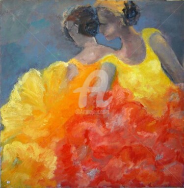 Peinture intitulée "Flamenco" par Bénédicte Becquart, Œuvre d'art originale, Huile