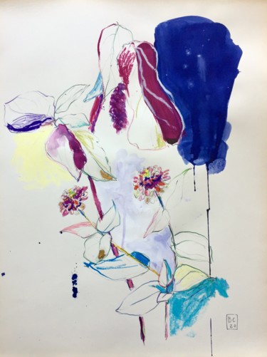 Drawing titled "Flower Power 2" by Benedicte Caillat, Original Artwork, Pencil