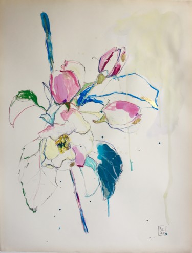 图画 标题为“Flower Power 3” 由Benedicte Caillat, 原创艺术品, 水粉