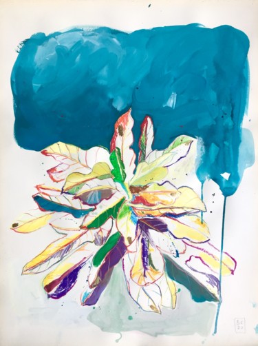 Dessin intitulée "Flower Power 5" par Benedicte Caillat, Œuvre d'art originale, Gouache