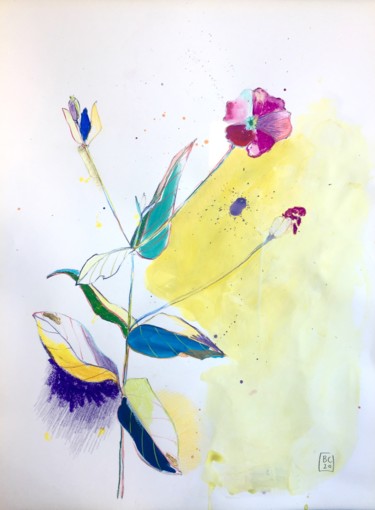 Tekening getiteld "Flower Power 8" door Benedicte Caillat, Origineel Kunstwerk, Gouache