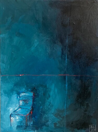 Painting titled "Introspection 3" by Benedicte Caillat, Original Artwork, Acrylic Mounted on Wood Stretcher frame