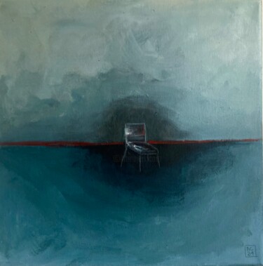 Painting titled "Introspection 8" by Benedicte Caillat, Original Artwork, Acrylic Mounted on Wood Stretcher frame