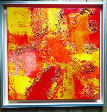 Painting titled "Red fire" by Bénédicte Jarosz, Original Artwork, Acrylic