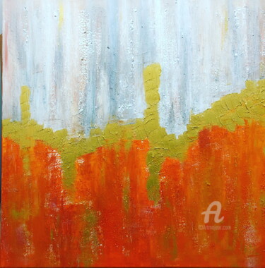 Painting titled "Janvier Orange" by Bénédicte Jarosz, Original Artwork, Acrylic
