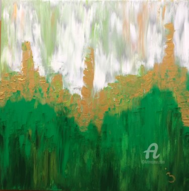 Painting titled "Janvier vert" by Bénédicte Jarosz, Original Artwork, Acrylic