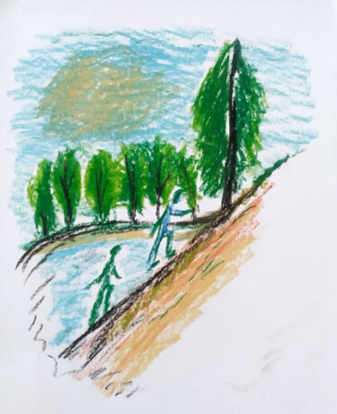 Drawing titled "montagne bene" by Bénédicte Mathieu Labrot, Original Artwork, Pencil