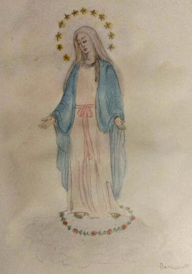 Pintura titulada "Vierge" por Bénédicte Mathieu Labrot, Obra de arte original, Acuarela