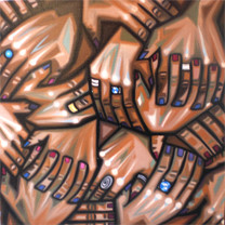 Peinture intitulée "Les mains" par Bénédicte Vandewattyne, Œuvre d'art originale