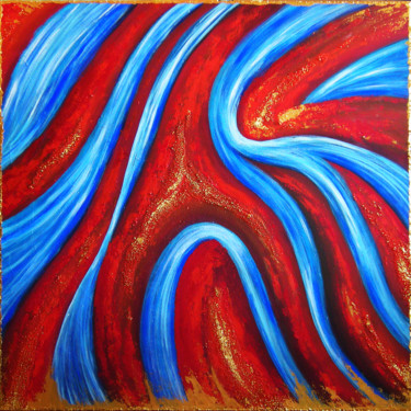 Peinture intitulée "feu-eau" par Bénédicte Michel, Œuvre d'art originale, Acrylique