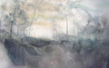 Peinture intitulée "Le soir" par Benedicte Stef, Œuvre d'art originale, Aquarelle