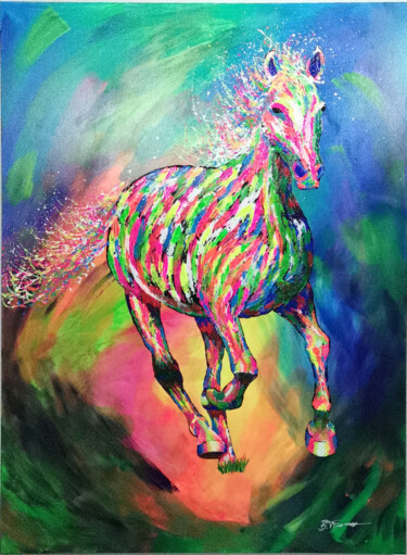 Pittura intitolato "Wild Horses - Confi…" da Benedikt Timmer, Opera d'arte originale, Acrilico