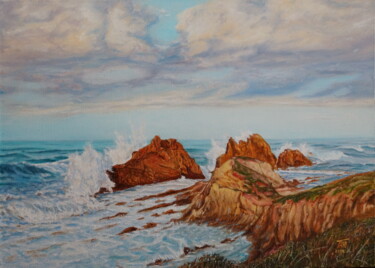 Peinture intitulée "пляж святой воды" par Andrei Iulievich Gerasimov, Œuvre d'art originale, Huile