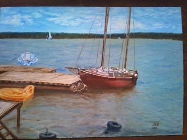 Картина под названием "Летом на  реке" - Андрей Юлиевич Герасимов, Подлинное произведение искусства, Масло