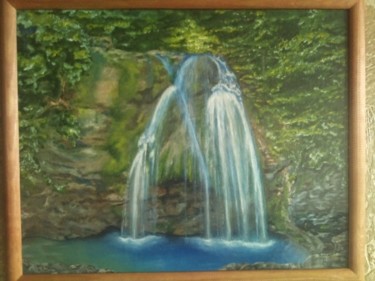 Картина под названием "Крым, водопад Джур-…" - Андрей Юлиевич Герасимов, Подлинное произведение искусства, Масло