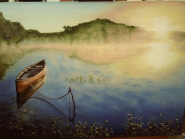 Картина под названием "Утро на  реке" - Андрей Юлиевич Герасимов, Подлинное произведение искусства, Масло