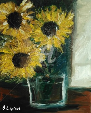 Painting titled "Sunflowers" by Bénédicte Laplace, Original Artwork, Oil