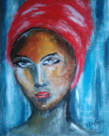 Painting titled "Le turban rouge" by Bénédicte Laplace, Original Artwork, Acrylic