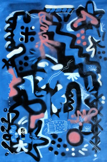 Malerei mit dem Titel "Blue monday" von Ben Igreja, Original-Kunstwerk, Acryl Auf Keilrahmen aus Holz montiert