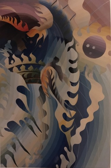 Malerei mit dem Titel "Marine" von Christian Raherivelo, Original-Kunstwerk, Öl