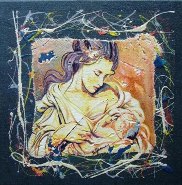 Painting titled "maternita" by Beniamino Giannini, Original Artwork