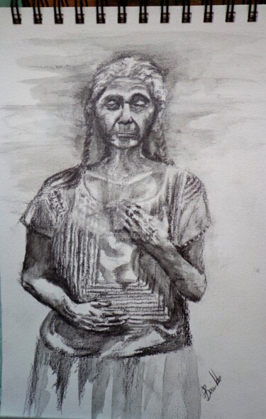 Dibujo titulada "Mujer del Istmo" por Benilde, Obra de arte original, Grafito