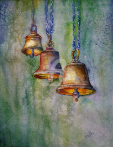 Painting titled "Campanas" by Benilde, Original Artwork, Watercolor