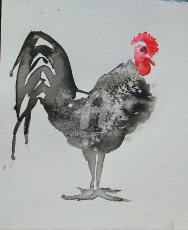 Malerei mit dem Titel "Gallo" von Benilde, Original-Kunstwerk, Tinte