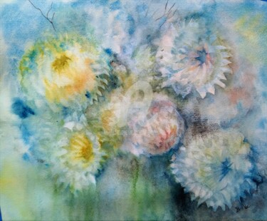 Pintura titulada "Crisantemos" por Benilde, Obra de arte original, Acuarela