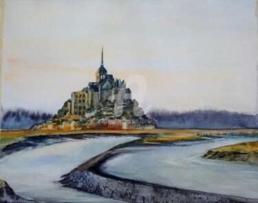 Pintura titulada "Mont Saint-Michel" por Benilde, Obra de arte original, Acuarela