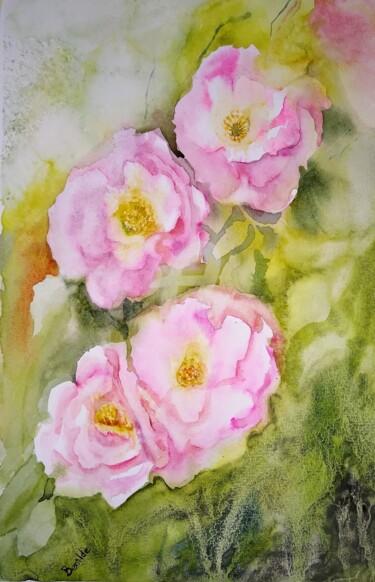 Pintura titulada "Rosas inventadas" por Benilde, Obra de arte original, Acuarela