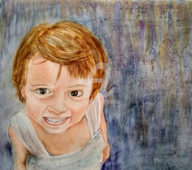 Painting titled "Practica de retrato…" by Benilde, Original Artwork, Watercolor