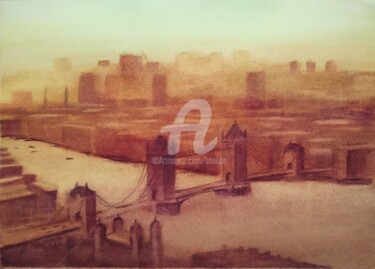 Картина под названием "Londres cálido" - Benilde, Подлинное произведение искусства, Акварель