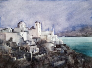 Painting titled "Estudio de tonalida…" by Benilde, Original Artwork, Watercolor