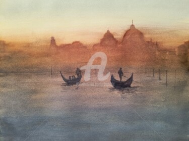 Pintura titulada "Venecia en bruma" por Benilde, Obra de arte original, Acuarela