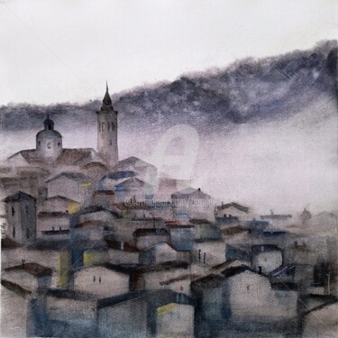 Pintura titulada "Niebla y síntesis" por Benilde, Obra de arte original, Acuarela