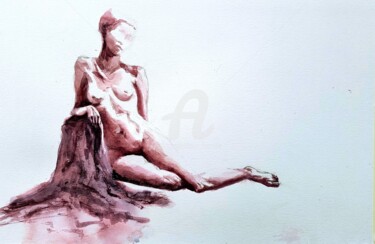 Painting titled "Figura humana 4 2024" by Benilde, Original Artwork, Watercolor