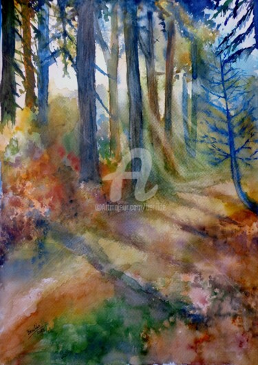 Pintura titulada "Bosque de Otoño2" por Benilde, Obra de arte original, Acuarela